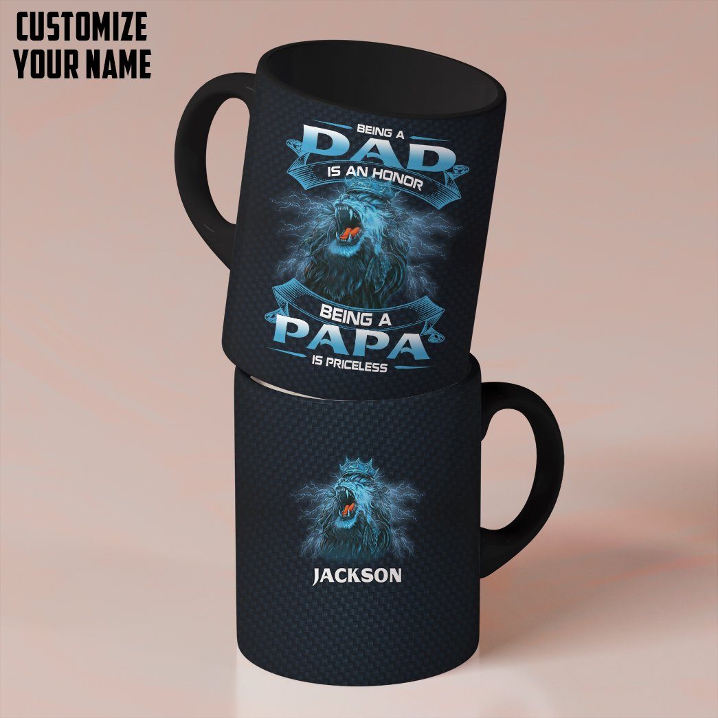 Gearhumans [Best Gift For Father's Day] Gearhuman 3D Being A Papa Is Priceless Lion Fathers Day Gift Custom Name Mug GW220310 Mug