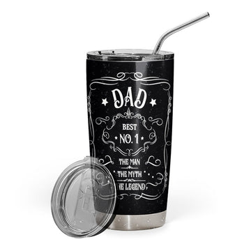 Gearhumans [Best Gift For Father's Day] Gearhuman 3D Dad The Man The Myth The Legend Jack Daniels Custom Name Design Vacuum Insulated Tumbler GS08065 Tumbler 20oz