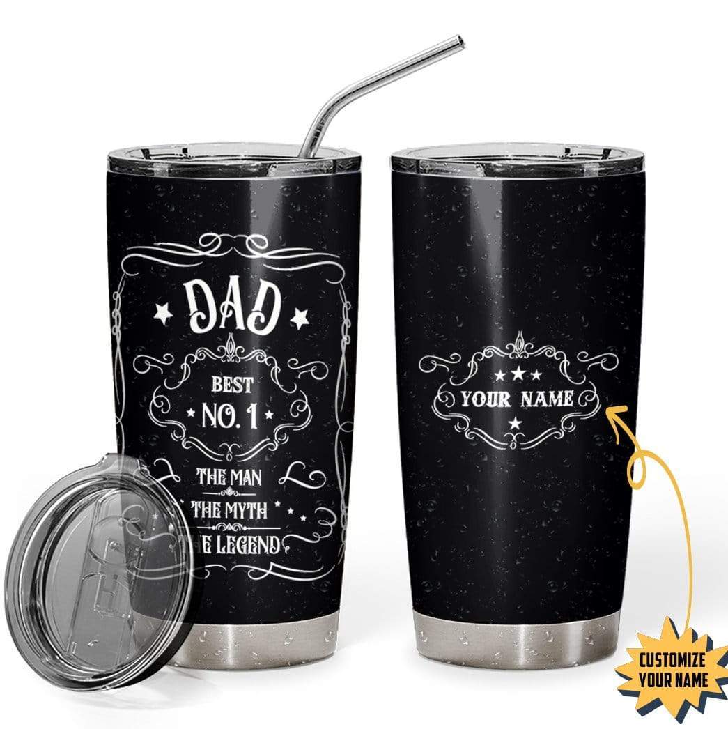 Gearhumans [Best Gift For Father's Day] Gearhuman 3D Dad The Man The Myth The Legend Jack Daniels Custom Name Design Vacuum Insulated Tumbler GS08065 Tumbler