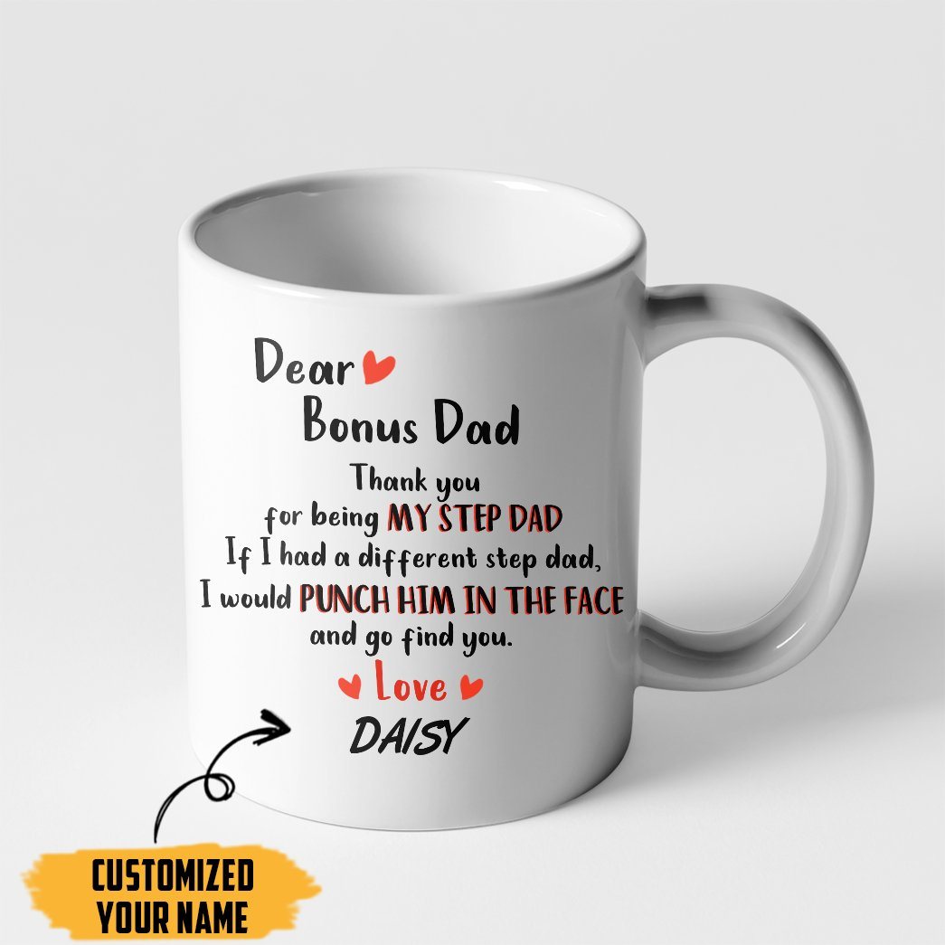 Gearhumans [Best Gift For Father's Day] Gearhuman 3D Dear Bonus Dad Fathers Day Gift Custom Name Mug GW25037 Mug 11oz
