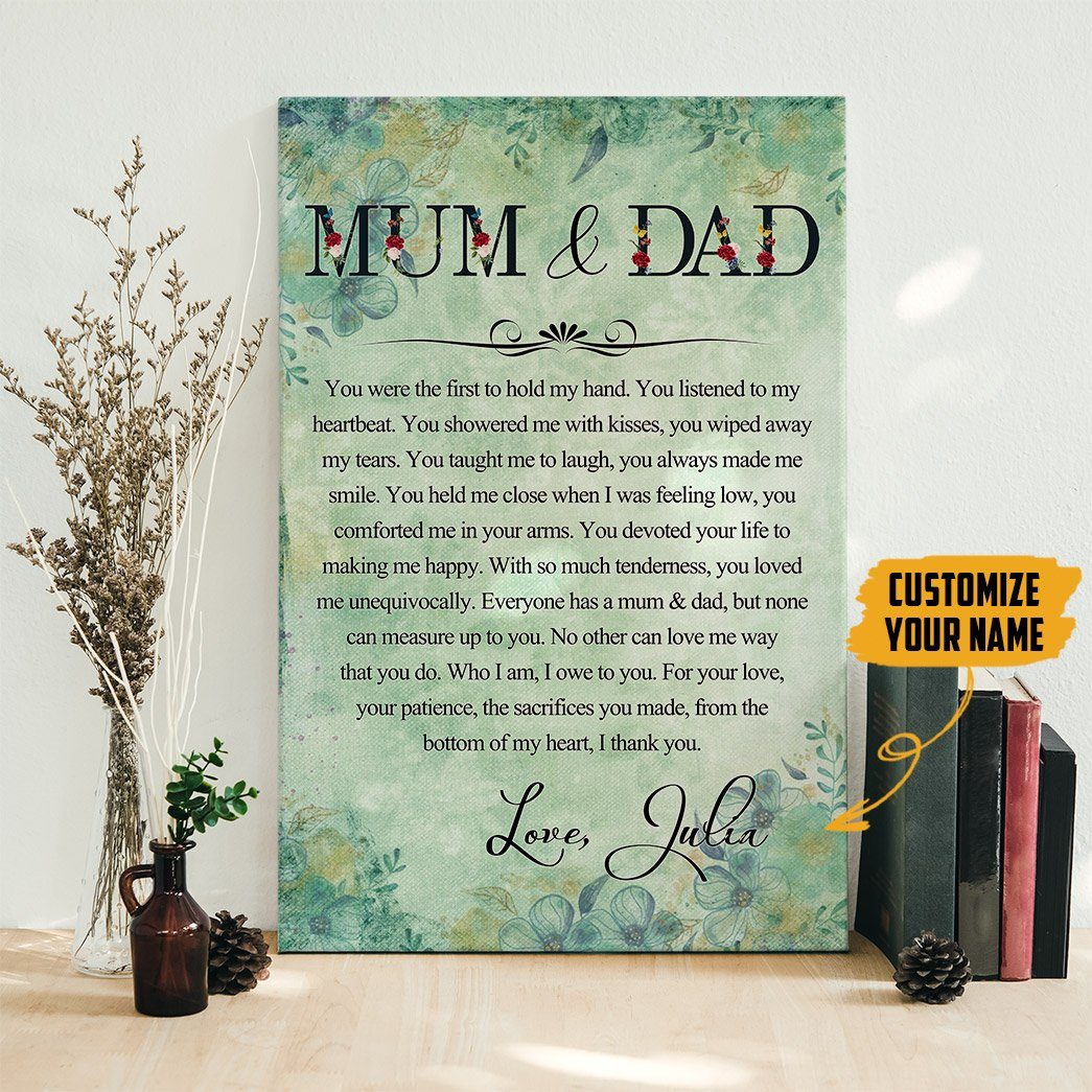Gearhumans [Best Gift For Father's Day] Gearhuman 3D Dear Mom And Dad Mothers Fathers Day Gift Custom Name Canvas GW260319 Canvas