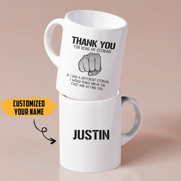 Gearhuman 3D Happy Fathers Day Gift Thank You For Being My Stepdad Custom Mug
