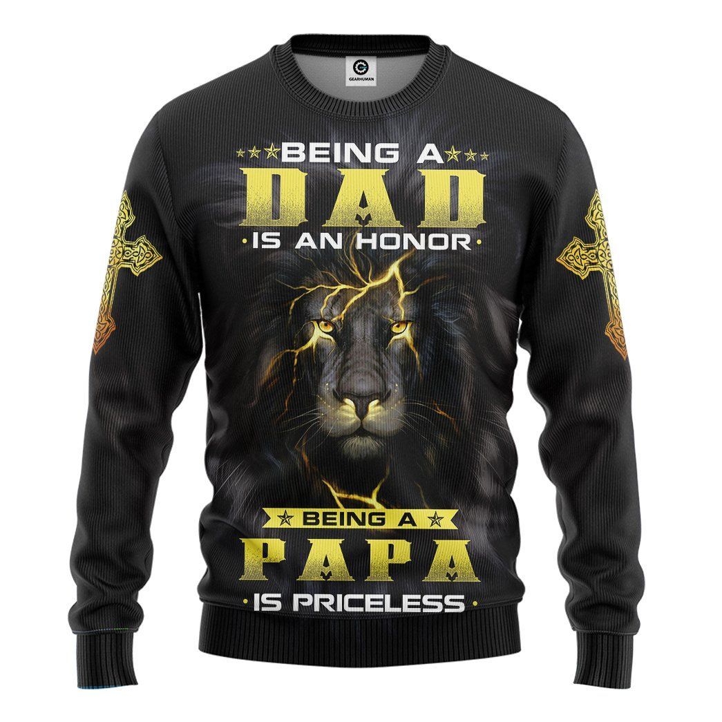 Gearhumans [Best Gift For Father's Day] Gearhuman 3D Happy Fathers Day Lion Custom Tshirt Hoodie Apparel GW22038 3D Apparel Long Sleeve S