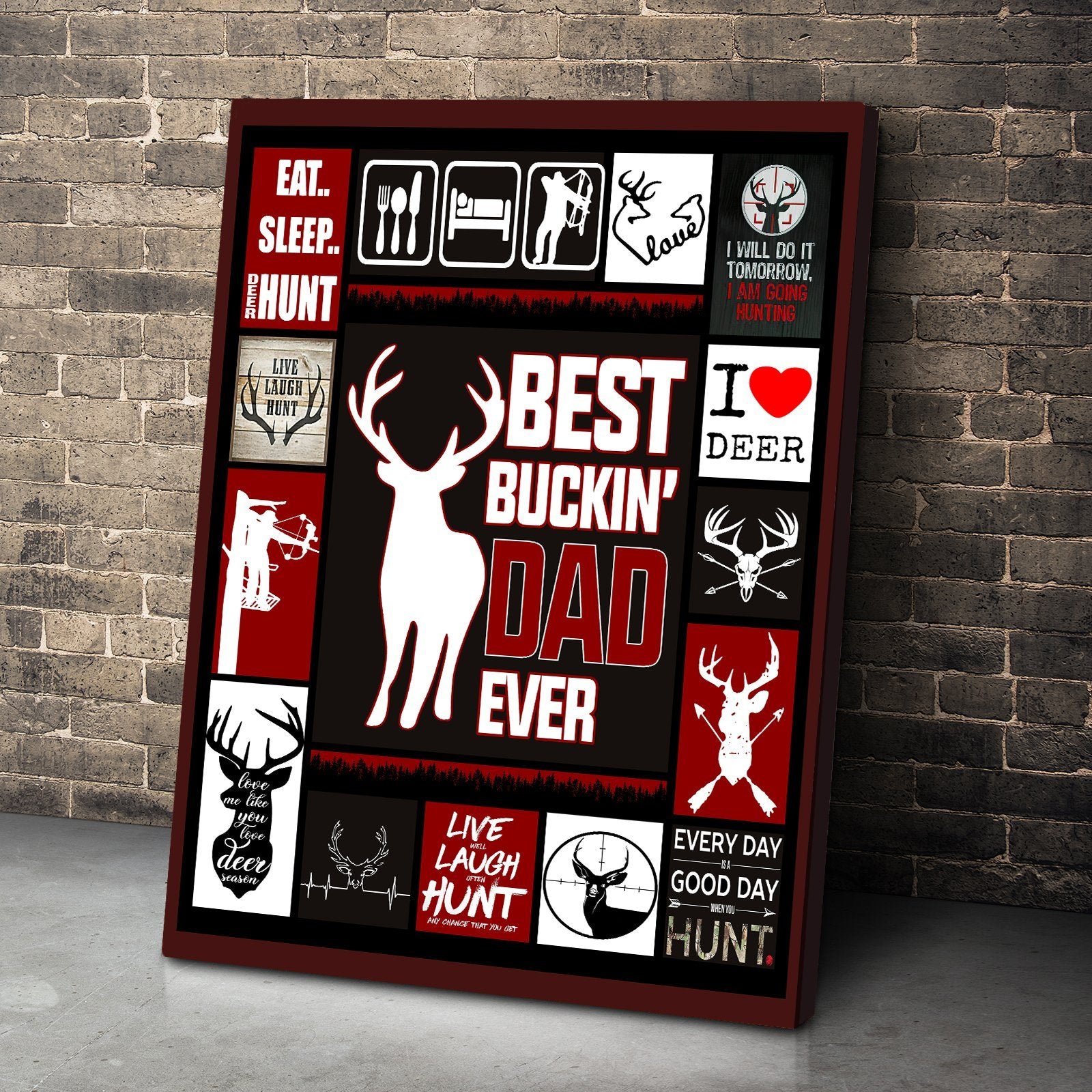 Gearhumans [Best Gift For Father's Day] Gearhuman 3D Happy Mothers Day Best Buckin' Dad Ever Canvas GO25036 Canvas
