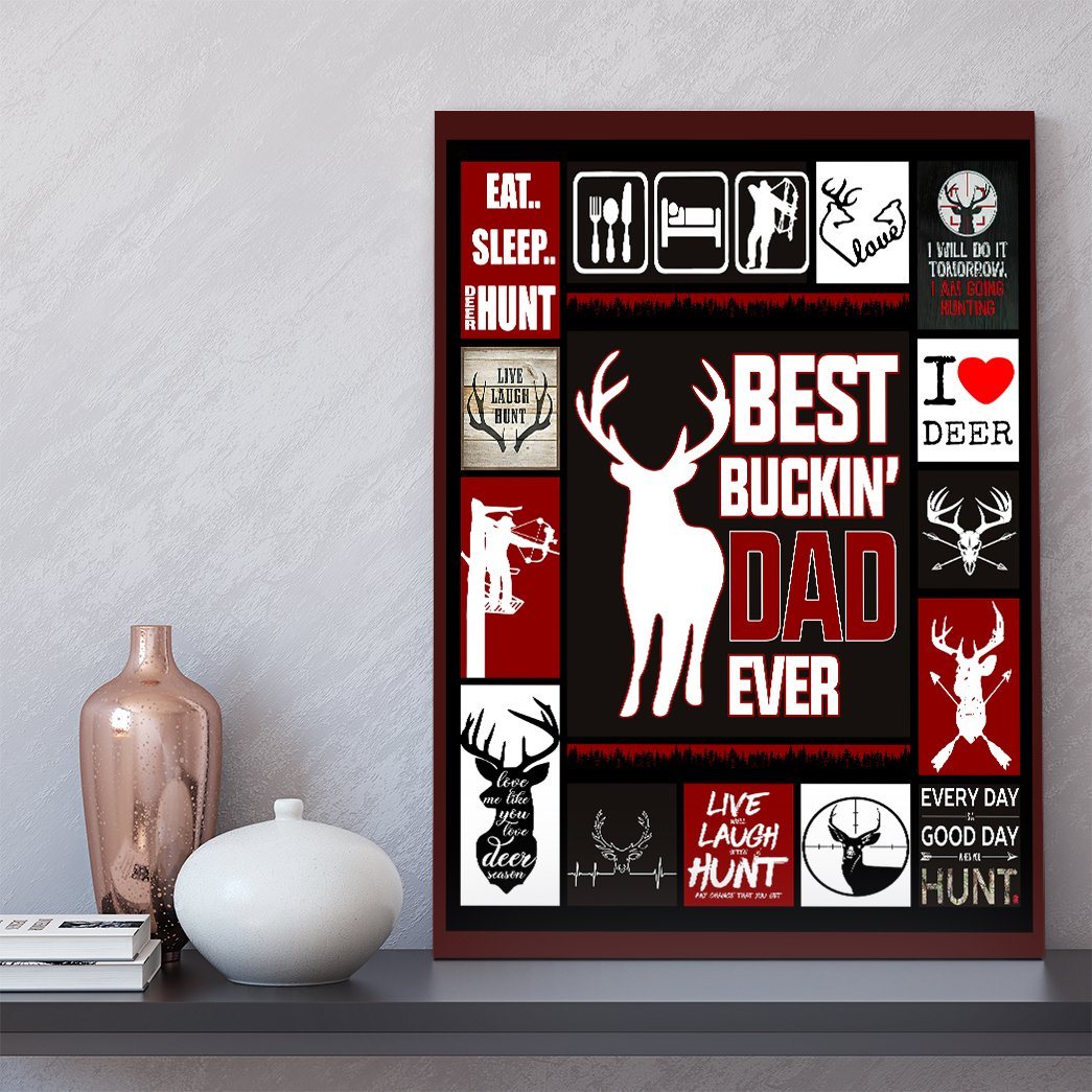 Gearhumans [Best Gift For Father's Day] Gearhuman 3D Happy Mothers Day Best Buckin' Dad Ever Canvas GO25036 Canvas