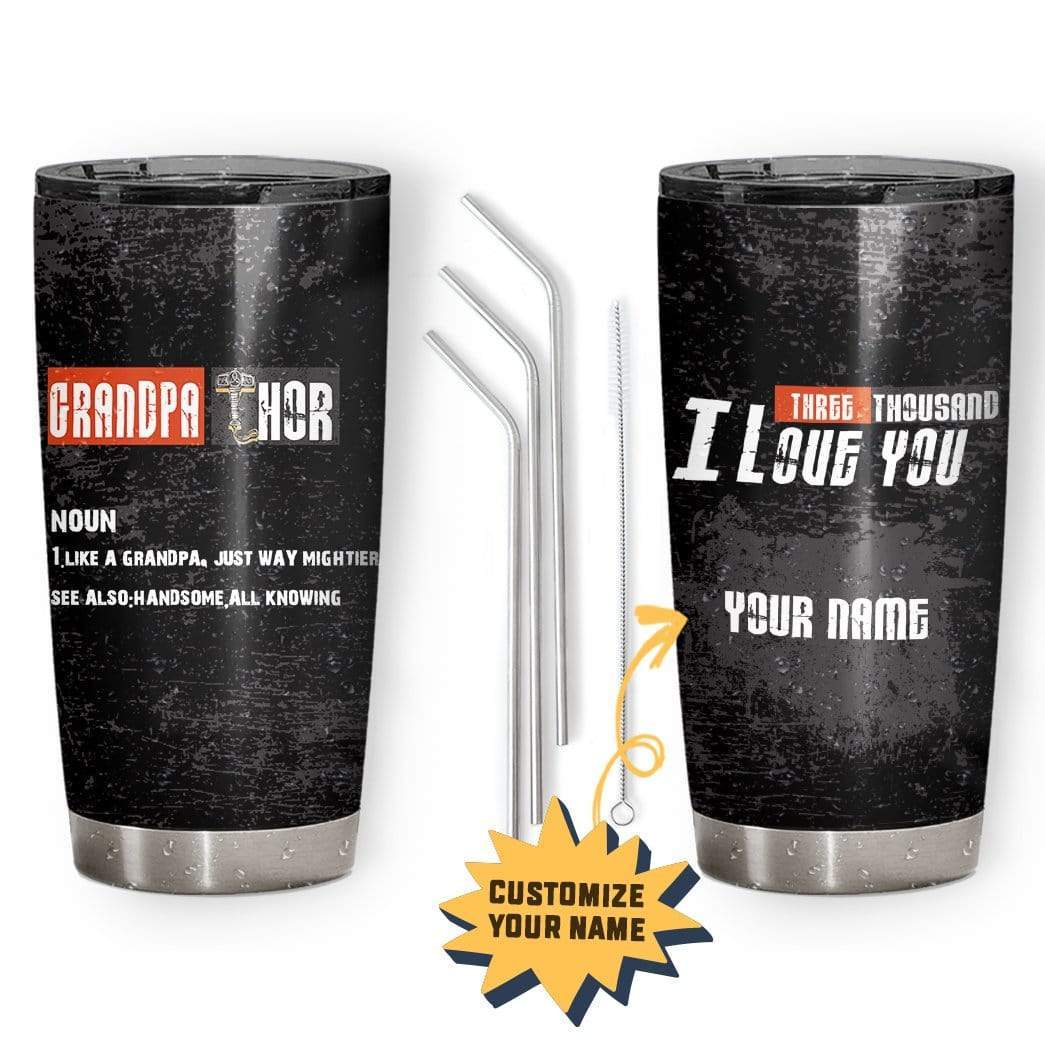 Gearhumans [Best Gift For Father's Day] Gearhuman 3D I Love You Grandpa Custom Name Design Vacuum Insulated Tumbler GV21052 Tumbler