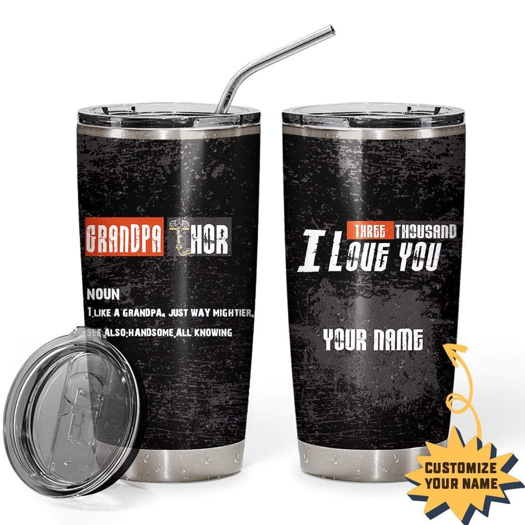 Gearhumans [Best Gift For Father's Day] Gearhuman 3D I Love You Grandpa Custom Name Design Vacuum Insulated Tumbler GV21052 Tumbler