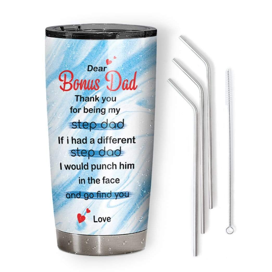 Gearhumans [Best Gift For Father's Day] Gearhuman 3D Love Step Dad Custom Name Design Vacuum Insulated Tumbler GV03066 Tumbler