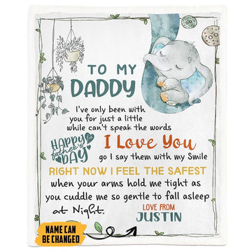GEARHUMAN 3D To My Daddy Elephant Fathers Day Gift Custom Name Blanket