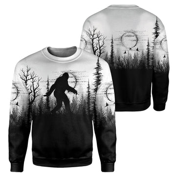 Gearhumans Bigfoot Black And White - 3D All Over Printed Shirt shirt 3D Apparel LONG SLEEVE S 