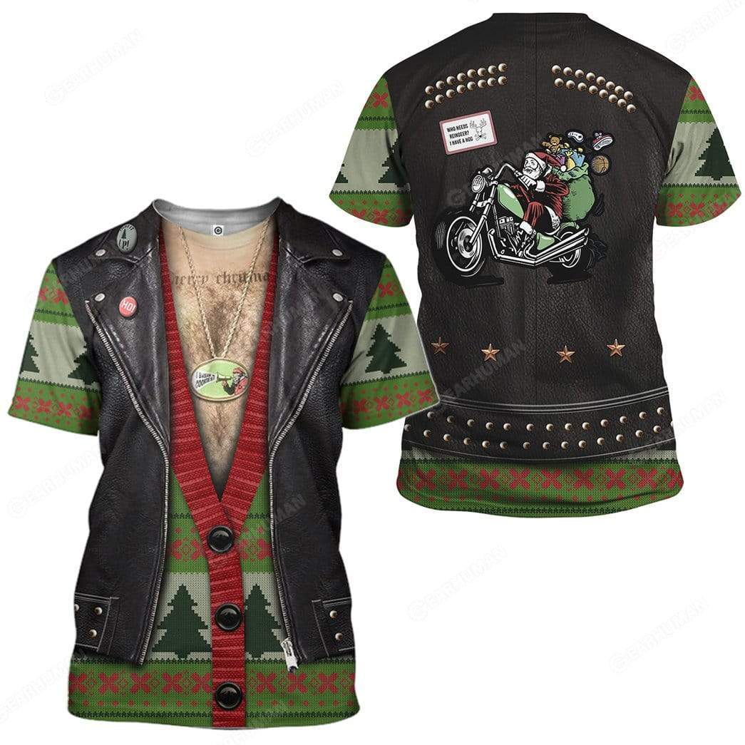 Gearhumans Custom Santa Drives A Motorbike Apparel HD-TT1991905 3D Apparel 