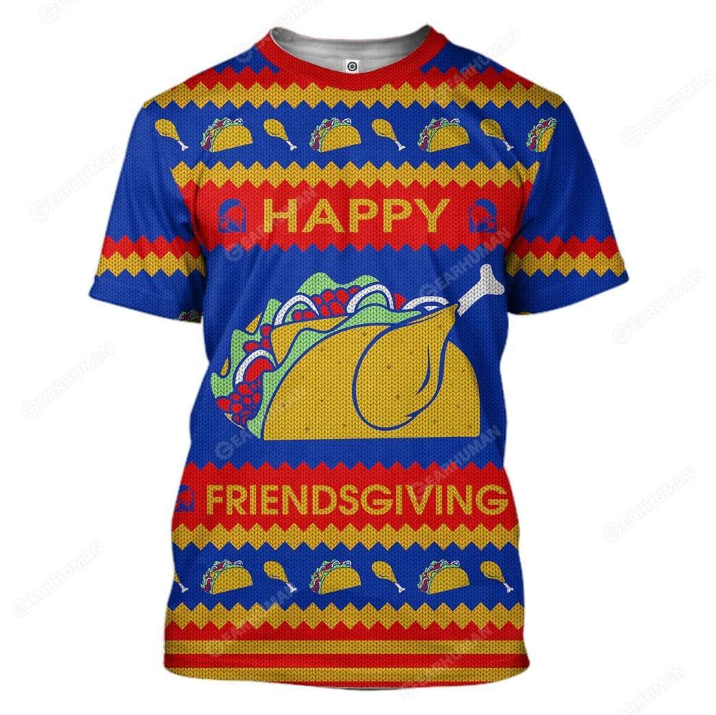 Gearhumans Custom Ugly Happy Friendsgiving Apparel HD-TT19101909 3D Apparel T-Shirt S 