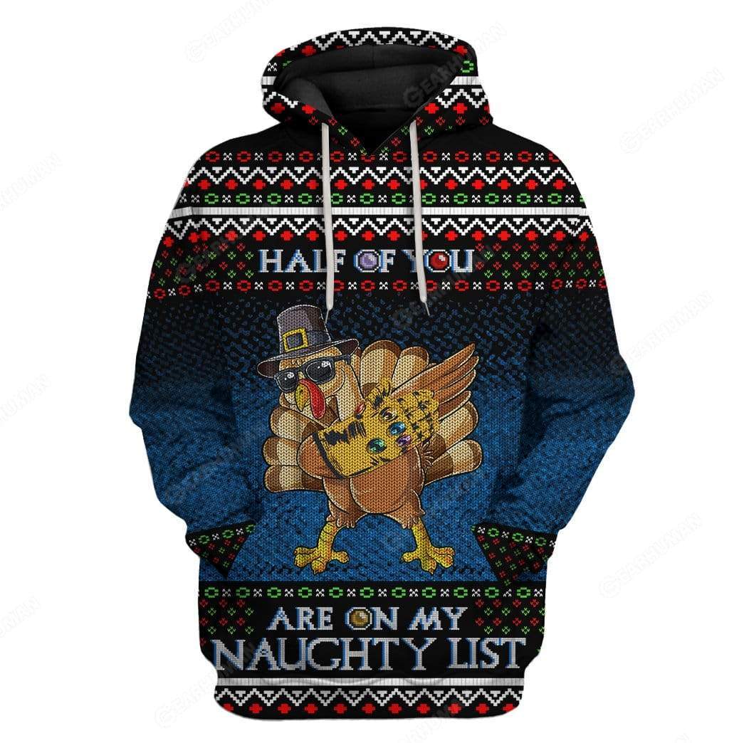 Gearhumans Custom Ugly Naughty Turkey Apparel HD-TA18101901 3D Apparel Hoodie S 