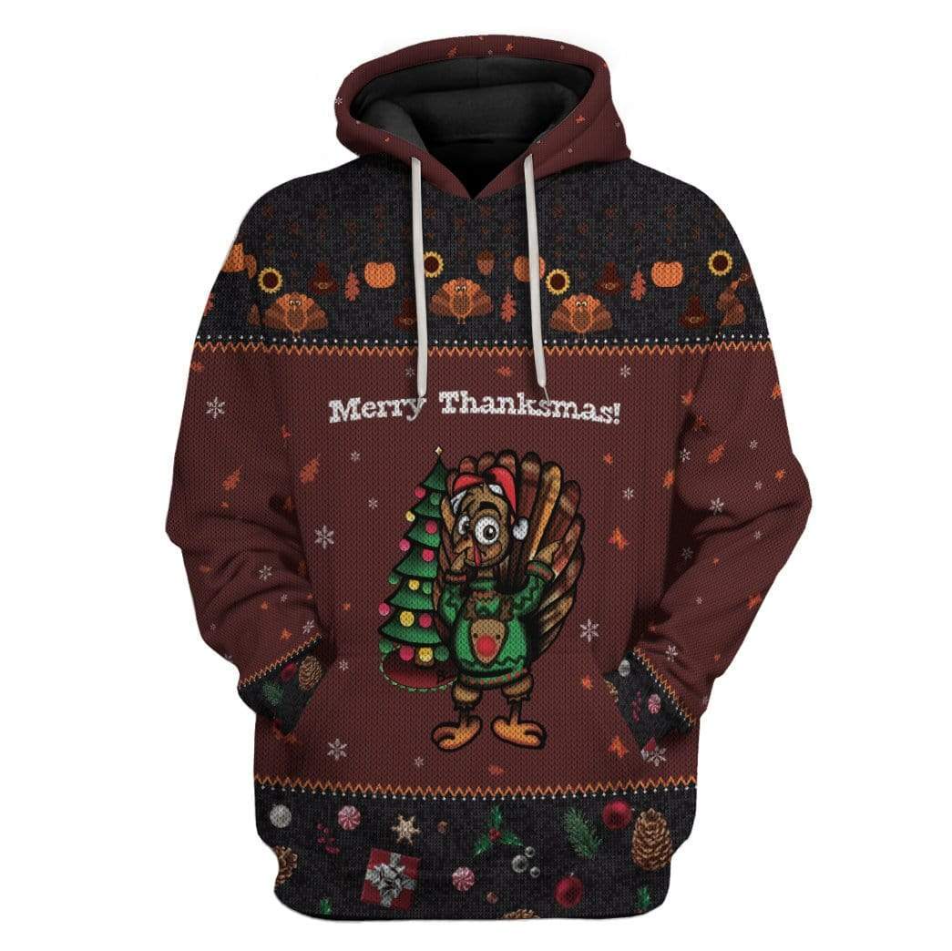 Gearhumans Custom Ugly Turkey Apparel HD-DT18101907 3D Apparel Hoodie S 