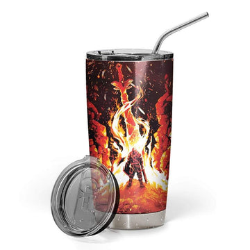 Gearhumans Dearhuman 3D Dark Souls Chosen Undead Through The Bonfire Custom Design Vacuum Insulated Glitter Tumbler