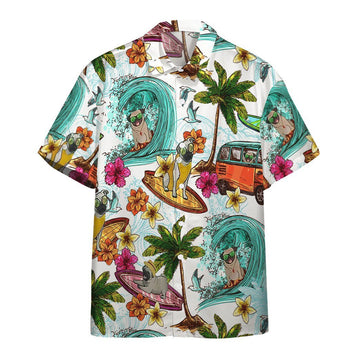 Gearhumans Enjoy Surfing With Pug Dog Custom Short Sleeve Shirt GS02062110 Hawai Shirt Short Sleeve Shirt S 