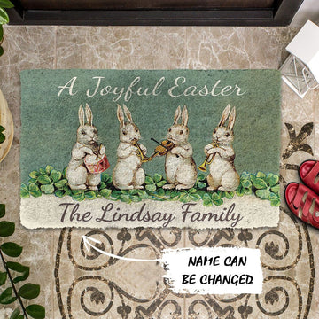 Gearhumans 3D A Joyful Easter Custom Name Doormat