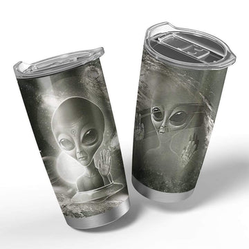 Gearhumans 3D Alien Custom Design Vacuum Insulated Tumbler