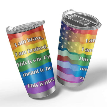 Gearhumans 3D America Rainbow Flag Custom Design Vacuum Insulated Tumbler