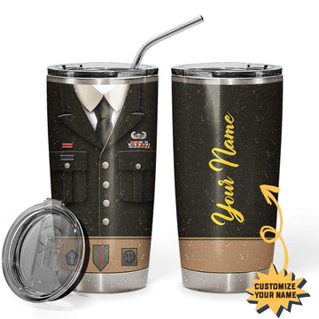 Gearhumans 3D Army Uniform Custom Name Design Vacuum Insulated Tumbler