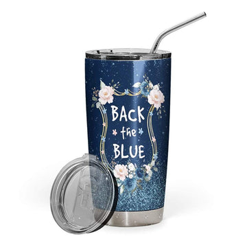 Gearhumans 3D Back the blue Custom Name Design Vacuum Insulated Tumbler