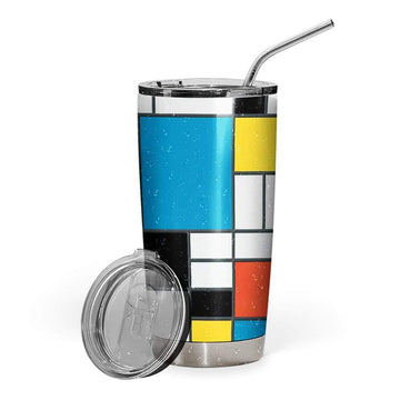 Gearhumans 3D Bauhaus Style Composition II in Red Yellow Blue Custom Design Vacuum Insulated Tumbler
