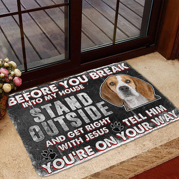 Gearhumans 3D Beagle Before You Break Into My House Custom Doormat