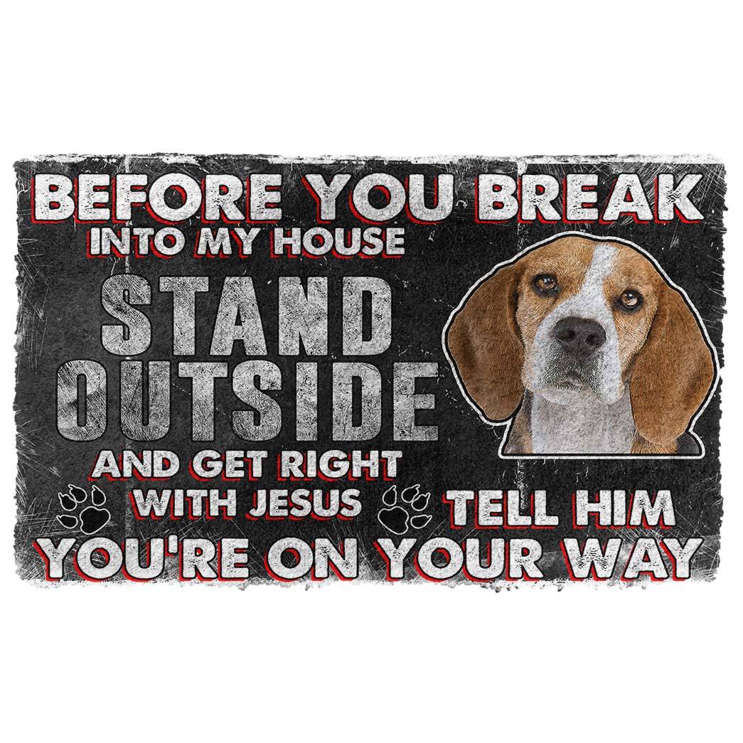 Gearhumans Gearhuman 3D Beagle Before You Break Into My House Custom Doormat GW010430 Doormat Doormat S(15,8''x23,6'') 
