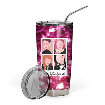 Gearhumans 3D BlackPink Polaroid Custom Name Glitter Tumbler