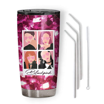 Gearhumans 3D BlackPink Polaroid Custom Name Glitter Tumbler