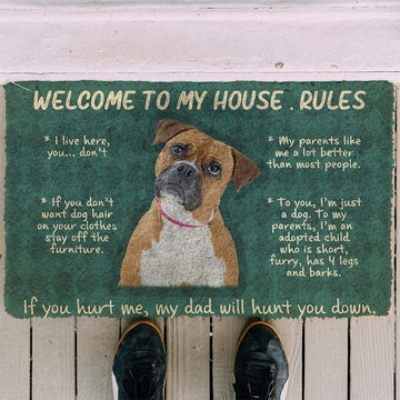 Gearhumans 3D Boxer Dog Welcome To My House Rules Custom Doormat