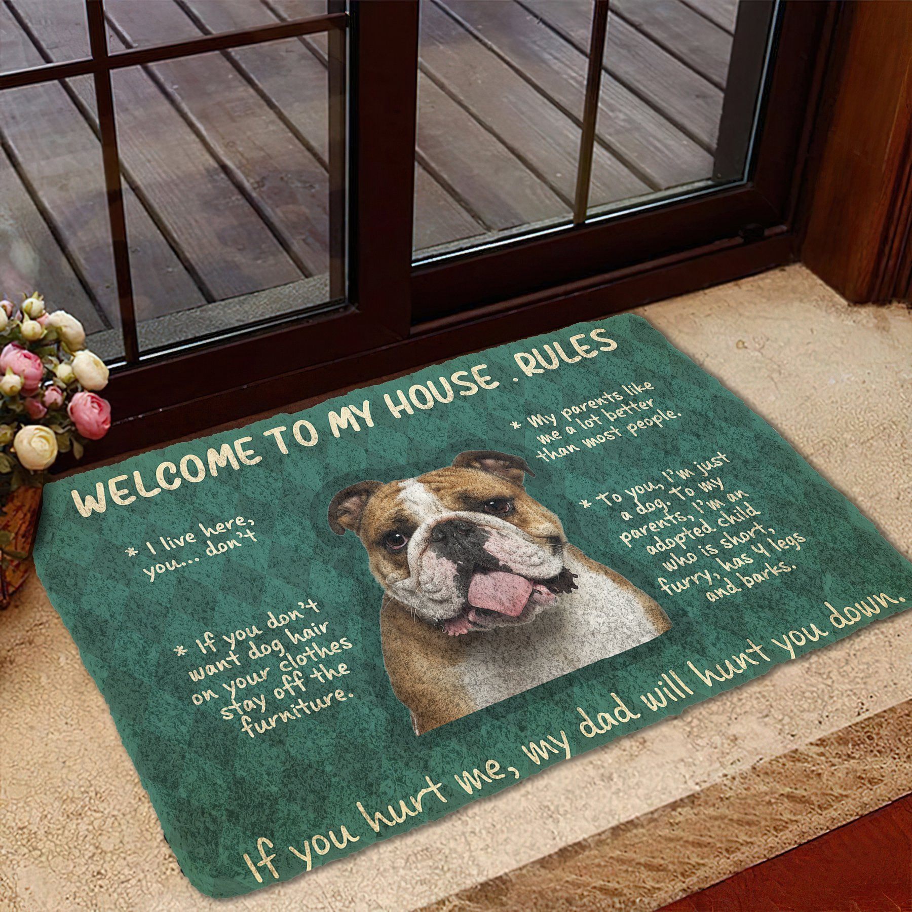 Gearhumans Gearhuman 3D Bulldog Welcome To My House Rules Custom Doormat GW120312 Doormat