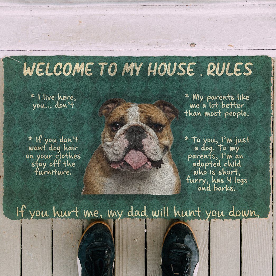 Gearhumans Gearhuman 3D Bulldog Welcome To My House Rules Custom Doormat GW120312 Doormat