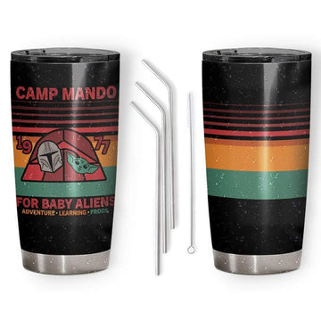 Gearhumans 3D Camp Mando Design Vacuum Insulated Glitter Tumbler