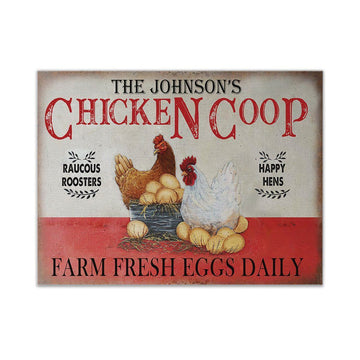 Gearhumans 3D Chicken Happy Hens Fresh Eggs Daily Custom Name Canvas