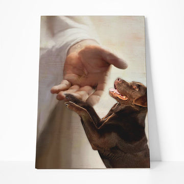 Gearhumans Gearhuman 3D Chocolated Labrador Take My Hand Jesus God Custom Canvas GW30039 Canvas 1 Piece Non Frame M