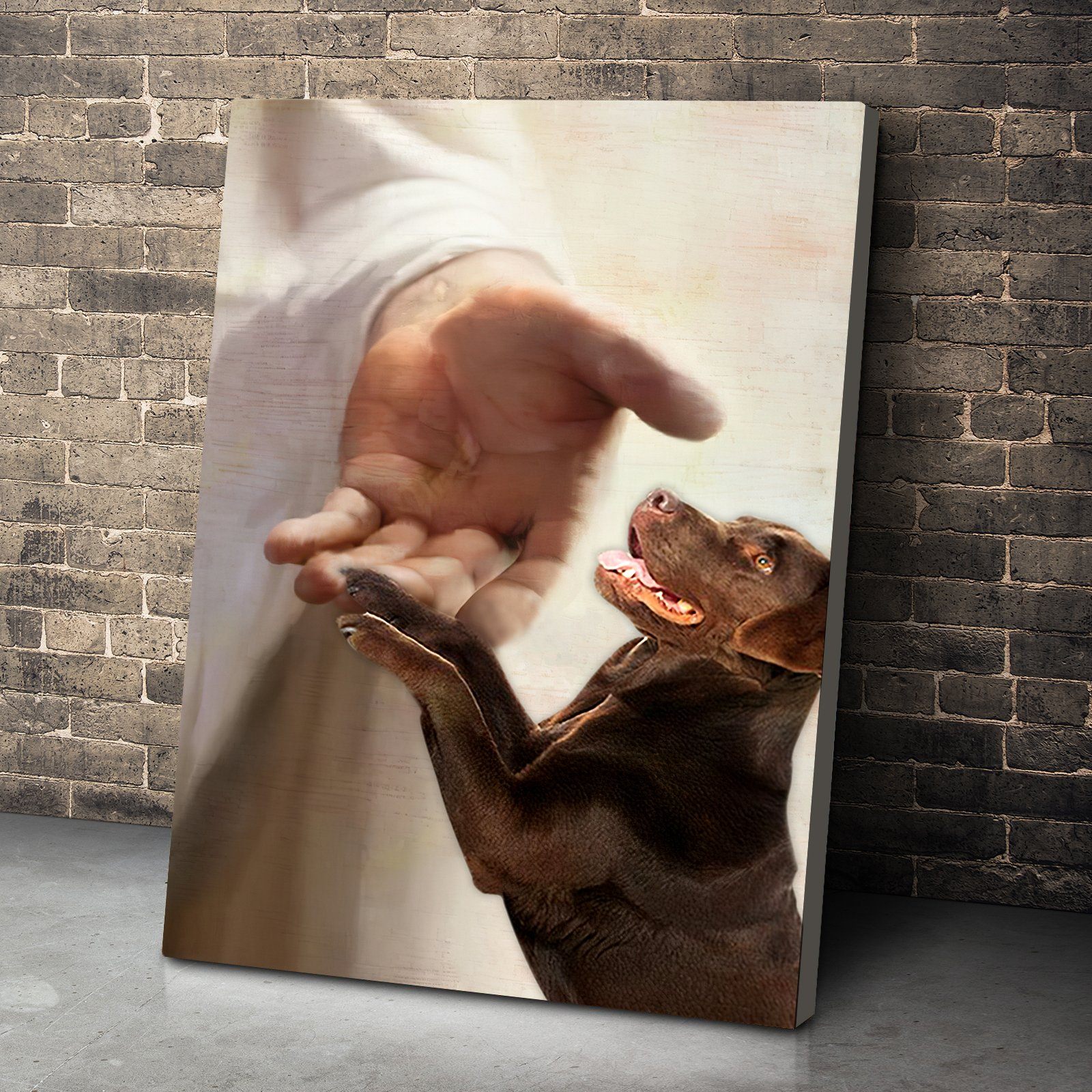 Gearhumans Gearhuman 3D Chocolated Labrador Take My Hand Jesus God Custom Canvas GW30039 Canvas