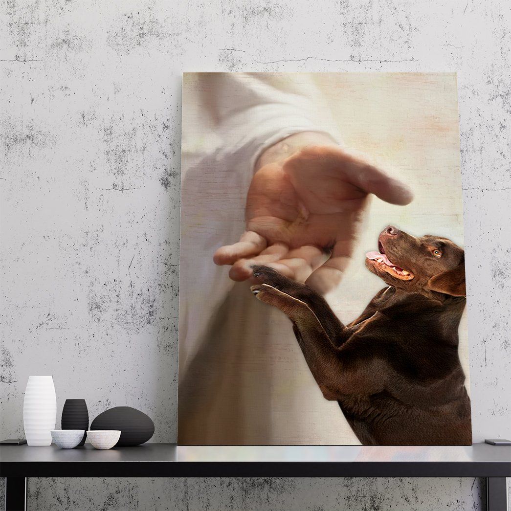 Gearhumans Gearhuman 3D Chocolated Labrador Take My Hand Jesus God Custom Canvas GW30039 Canvas