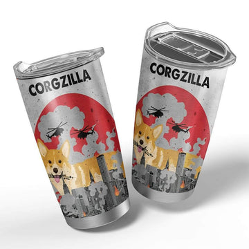 Gearhumans Gearhuman 3D Corgi Puppies Glitter Custom Design Vacuum Insulated Tumbler GL30071 Tumbler