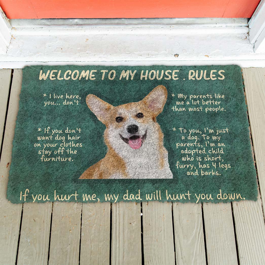 Gearhumans Gearhuman 3D Corgi Welcome To My House Rules Custom Doormat GW120311 Doormat