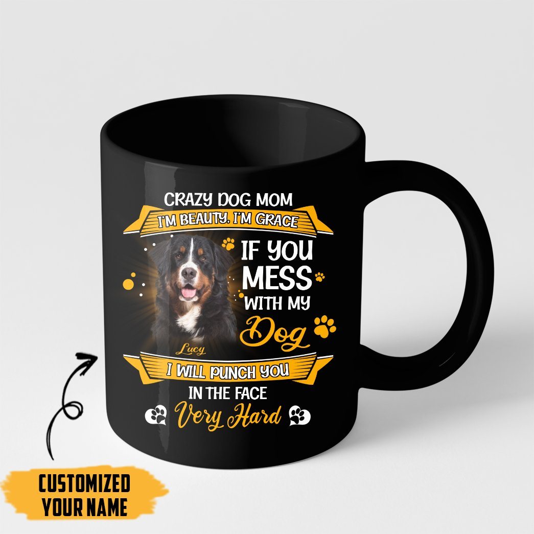 Gearhumans Gearhuman 3D Crazy Dog Mom Bernese Mountain Custom Name Mug GV24035 Mug 11oz