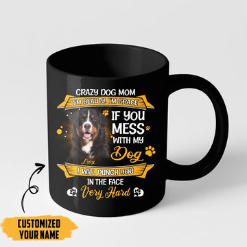 Gearhumans 3D Crazy Dog Mom Bernese Mountain Custom Name Mug