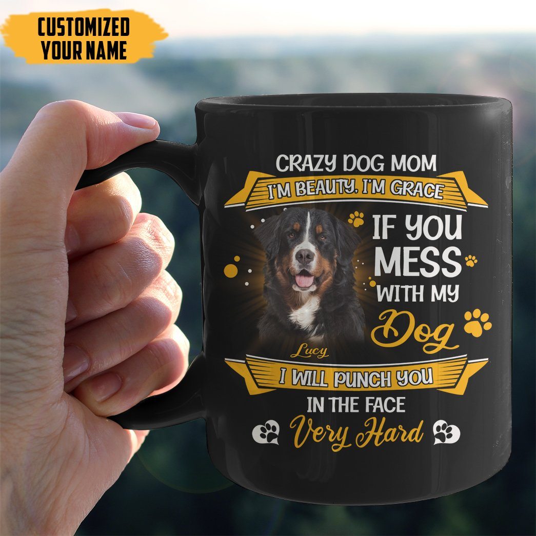 Gearhumans Gearhuman 3D Crazy Dog Mom Bernese Mountain Custom Name Mug GV24035 Mug