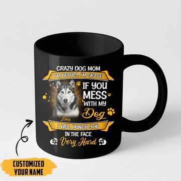 Gearhumans 3D Crazy Dog Mom Husky Custom Name Mug