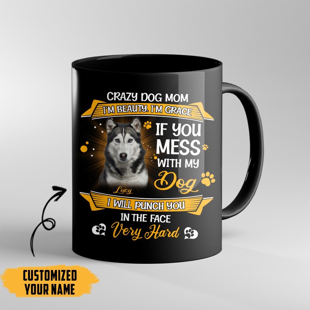 Gearhumans Gearhuman 3D Crazy Dog Mom Husky Custom Name Mug GV24032 Mug
