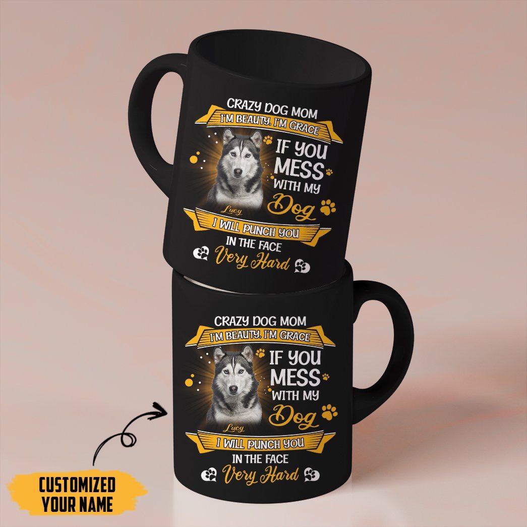 Gearhumans Gearhuman 3D Crazy Dog Mom Husky Custom Name Mug GV24032 Mug