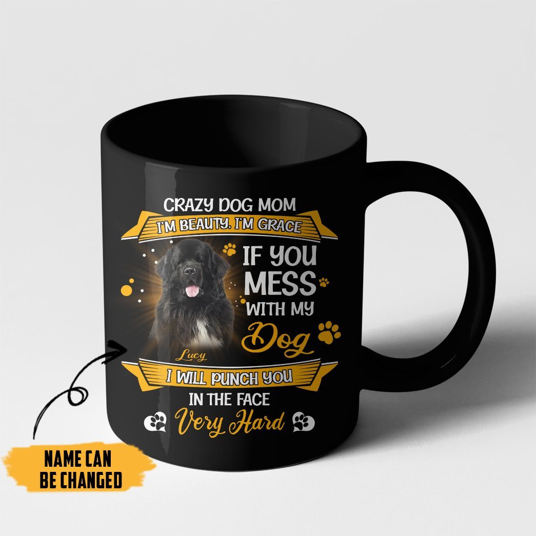 Gearhumans Gearhuman 3D Crazy Dog Mom Newfoundland Custom Name Mug GV24031 Mug 11oz
