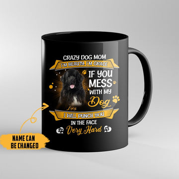 Gearhumans 3D Crazy Dog Mom Newfoundland Custom Name Mug