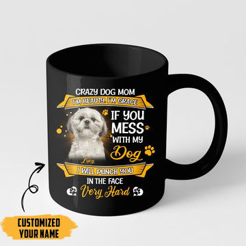 Gearhumans Gearhuman 3D Crazy Dog Mom Shih Tzu Custom Name Mug GV24036 Mug 11oz