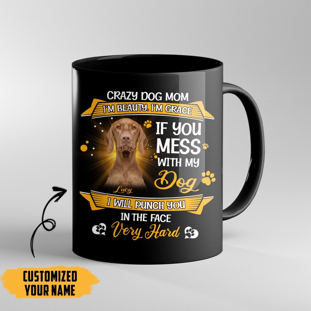 Gearhumans Gearhuman 3D Crazy Dog Mom Vizsla Custom Name Mug GV24037 Mug